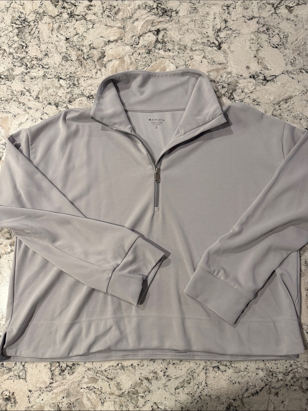Athleta Women’s Light Gray Quarter-Zip Pullover Sweater